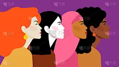 不同民族的女性。不同的女性:非洲人、亚洲人、中国人、欧洲人、拉丁美洲人、阿拉伯人。妇女不同的国籍和文