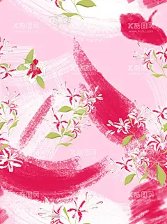 百合  - 源文件下载【酷图网】数码印花,小花,花朵,图案,设计,素材,叶子,手绘花,叶子花,桃花