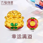 六福珠宝聚宝盆黄金转运珠女珍珠珐琅工艺福袋硬金串珠G36A0001DS-tmall.com天猫