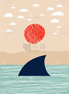 海洋,鲨鱼,斯堪的纳维亚半岛,云,航海风格,复古风格,哺乳纲,现代,古典式,动物