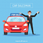 Car salesman character with flat design Free Vector