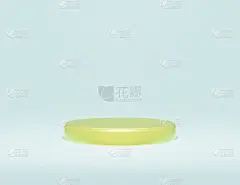 抽象极简的金色讲台，蓝天背景，3d渲染插图，3d展示