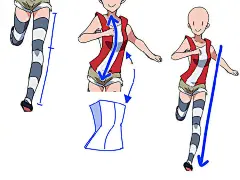 手绘漫画人物参考：全力奔跑时的速度跳跃感。 ​​​​