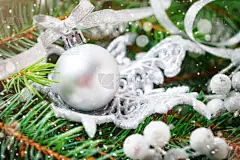 贺卡,背景,新年前夕,欧洲赤松,新年,球,新的,雪,古老的