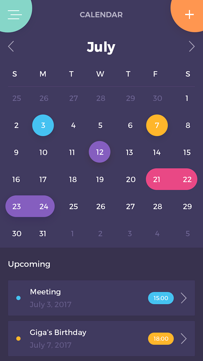 Calendar dark