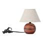 Wholesale Home Decor - Primitive Basketball Lamp With Shade - This unique Primitive Basketball Lamp With Shade has a rust orange basketball for its base. The beige lampshade is included with the lamp. Assembly is not required for this item.