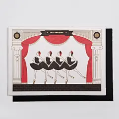PaperPlay 四小天鹅插画/节日礼物祝福贺卡/创意设计五色印刷版-淘宝网