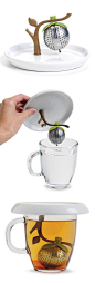 Tree branch tea infuser // The attached saucer catches all the drips!