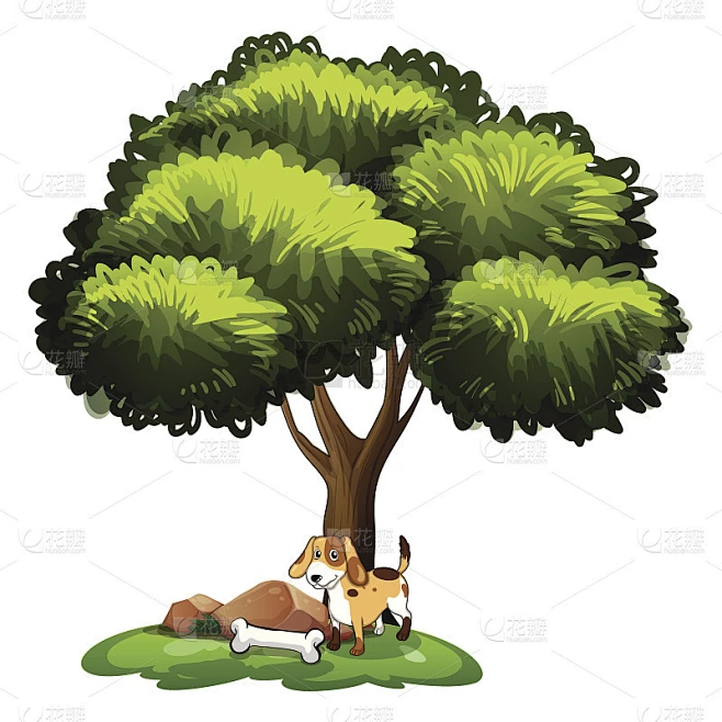 狗在树下素材-花瓣网