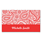 Red White Floral Paisley Pattern Double-Sided Standard Business Cards (Pack Of 100)