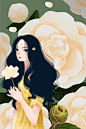 扁平风女神节插画