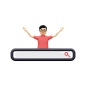 Search Bar With Men Being Excited 3D Illustration