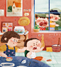 饭没吃完别想跑~~_小金角儿__插画师作品_涂鸦王国gracg.com
