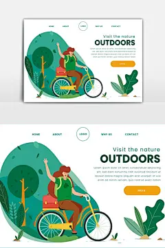 骑单车旅行运动现代扁平风插画