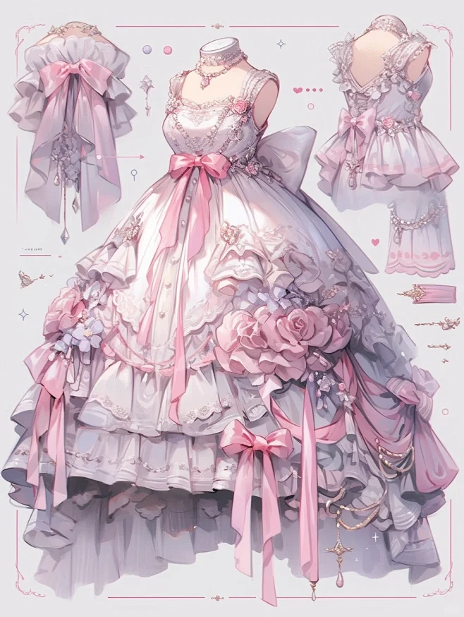 公主裙｜礼服oc穿搭服装设计素材midjourney-花瓣网