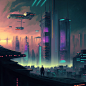 cyberpunk city skyline