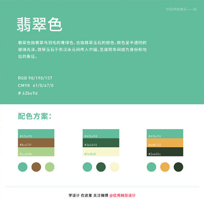 【色彩搭配】中国传统色彩——绿色系列颜色...