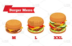 矢量汉堡菜单有不同的成分，大小。汉堡的构造函数