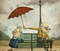 这是我眼里的爱情。即便我们已老，在闹小别扭，你依然赌气不理我却会为我撑伞。