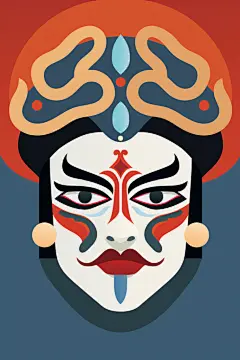 戏曲人物国粹花脸京剧面具脸谱插画