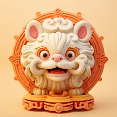 立体可爱狮子元素素材图AI图元素