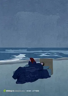 唯美海边入睡电影海报图片素材下载，现在加入素材公社即可参与传素材送现金活动