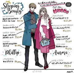 INS上插画博主meeco创作的“迪士尼风格情侣穿搭”，带着喜欢的人去逛迪士尼时可以这么穿哦~甜到没朋友！（ins：meecosme） ​​​​