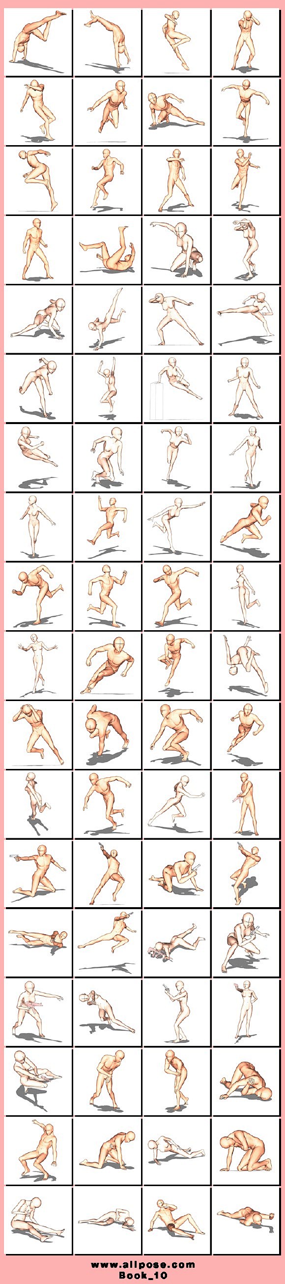 【素材】人体动作参考图..各种姿势_手绘...