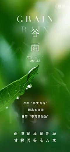 中国传统二十四节气谷雨节气节庆宣传海报