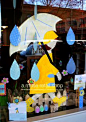 rain drops from patterned scrapbooking paper as bulletin board or classroom decor in the spring time
