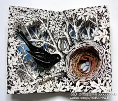 来自英国的Alexi Francis擅长制作纸雕书，并称之为altered book，不知怎么翻译。很唯美呢。