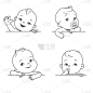 空白框架下的男婴和女婴。