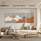 2022款沙发背景墙挂画手绘立体砂岩无框画壁画麋鹿现代客厅装饰画