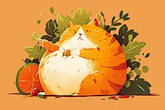 猫咪装饰贴图小橘猫插画素材