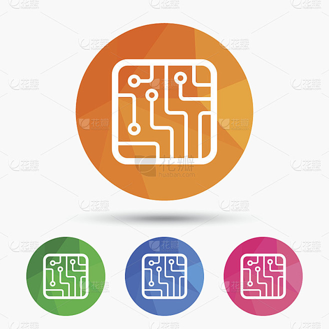 电路板标志图标。技术的象征。