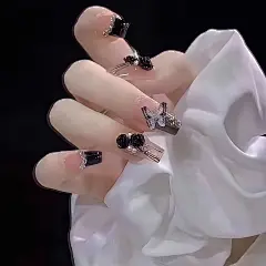 【暮色山茶】冰透蝴蝶晕染手绘显白高级手工穿戴甲可拆卸成品美甲-淘宝网