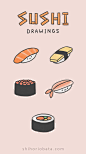 Sushi drawing easy Japanese food