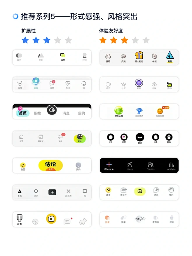 UI设计｜底部导航栏100种样式大全-花瓣网