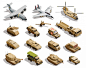 Military transport isometric icon set