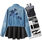 Jacket: http://www.shein.com/Blue-Flower-Embroidery-Single-Breasted-Denim-Jacket-p-304092-cat-1776.html?utm_source=polyvore&utm_medium=set&url_from=scarlettmorwenna

Skirt: http://us.shein.com/Black-Pleated-PU-Flare-Skirt-p-231355-cat-1732.html?ut