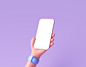 3d cartoon hand holding smartphone