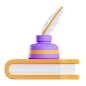 Book And Inkwell 3D Icon