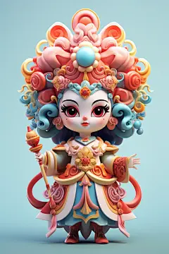 京剧人物扮相中国风人物模型