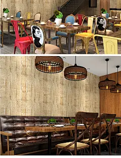北欧灰色仿木纹墙纸 复古怀旧客厅餐厅仿木饭店服装店壁纸原木色-淘宝网