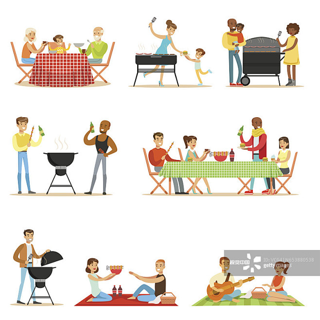 People On BBQ Picnic...