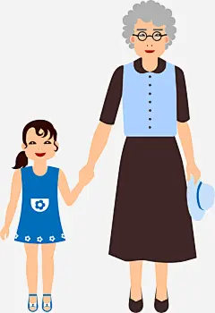 卡通奶奶孙女人物插画免抠素材 卡通人 设计图片 免费下载 页面网页 平面电商 创意素材 png素材