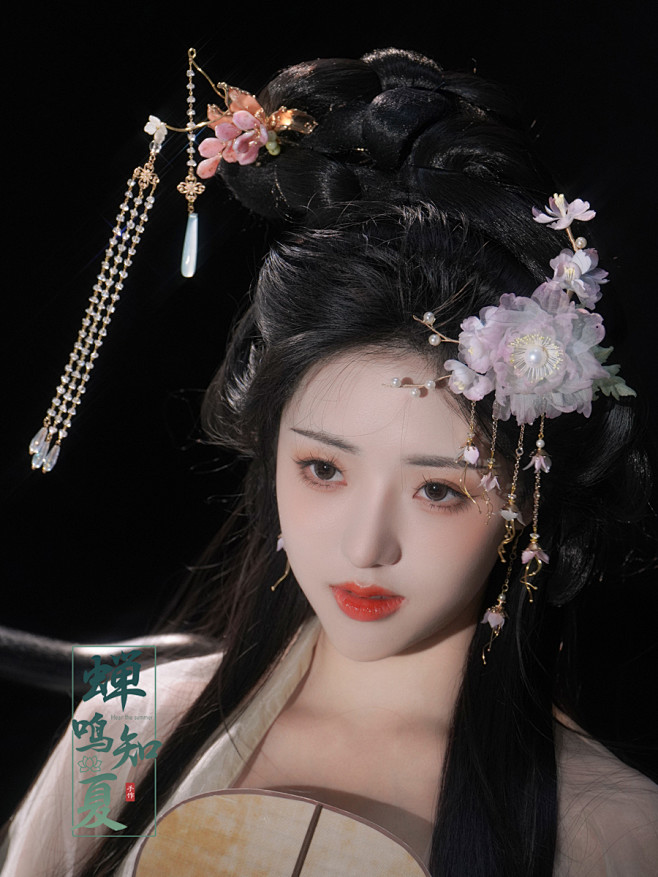 【蝉鸣知夏】风动花铃 真丝烫花软杆发夹古...