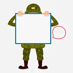 卡通拿着牌子的男人高清素材 军绿色 展板 帅气的 手绘 插图 牌子 男人 免抠png 设计图片 免费下载