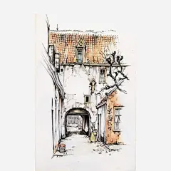 手绘欧式街道插画高清素材 手绘 插画 欧式 欧式街道 欧美街道 街道 免抠png 设计图片 免费下载