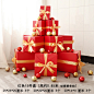 红金圣诞礼盒装饰堆头橱窗陈列节日气氛营造道具礼品盒